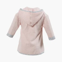 Carré Blanc Peignoir enfant coton biologique cache cœur à capuche brodé Câline dragée|Enfant Peignoirs 12 Mois - 10 Ans