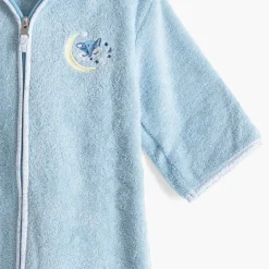 Carré Blanc Peignoir enfant coton bio à capuche zippé Illumine bleu polaire|Enfant Peignoirs 12 Mois - 10 Ans