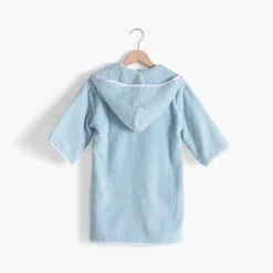 Carré Blanc Peignoir enfant coton bio à capuche zippé Illumine bleu polaire|Enfant Peignoirs 12 Mois - 10 Ans