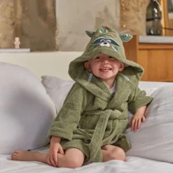 Carré Blanc Peignoir enfant coton Playful kaki|Enfant Peignoirs 12 Mois - 10 Ans|Nouveautés Bébénew