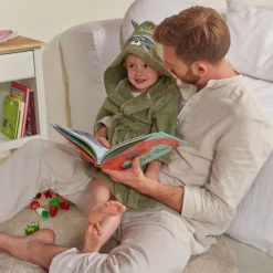 Carré Blanc Peignoir enfant coton Playful kaki|Enfant Peignoirs 12 Mois - 10 Ans|Nouveautés Bébénew