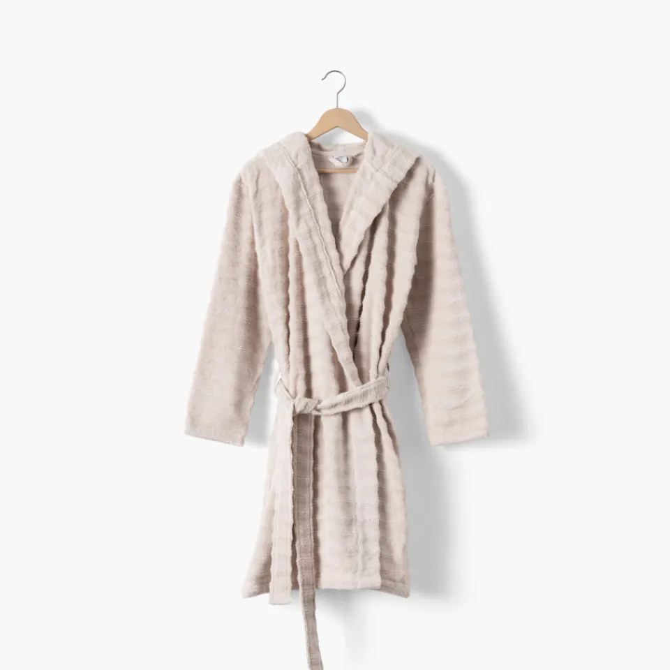 Carré Blanc Peignoir femme à capuche coton Aura beige tendre|Femme Coffrets Cadeaux|Peignoirs Femme