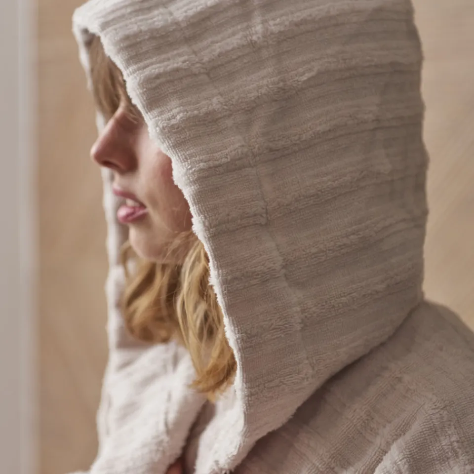 Carré Blanc Peignoir femme à capuche coton Aura beige tendre|Femme Coffrets Cadeaux|Peignoirs Femme