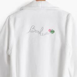 Carré Blanc Peignoir femme bouclette de coton col châle Eloges|Femme Peignoirs Femme