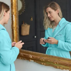 Carré Blanc Peignoir femme coton à capuche Abysse lagon|Femme Peignoirs Femme