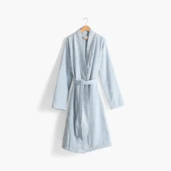Carré Blanc Peignoir femme coton col kimono Equinoxe bleu givre|Femme Peignoirs Femme