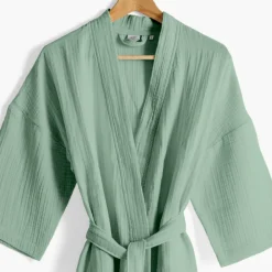 Carré Blanc Peignoir femme gaze de coton biologique Naturelle eucalyptus|Femme Coffrets Cadeaux|Peignoirs Femme