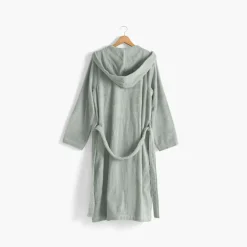 Carré Blanc Peignoir homme à capuche uni coton biologique Osmose lichen|Homme Peignoirs Homme