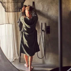 Carré Blanc Peignoir homme à capuche uni coton biologique Osmose fusain|Homme Peignoirs Homme