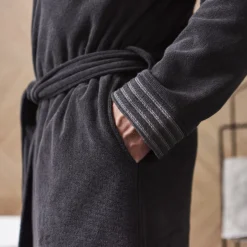 Carré Blanc Peignoir homme coton col kimono Silvalys carbone|Homme Coffrets Cadeaux|Peignoirs Homme