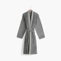 Carré Blanc Peignoir homme coton col kimono Equinoxe gris étain|Homme Peignoirs Homme