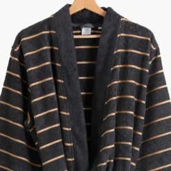 Carré Blanc Peignoir homme coton col kimono Eclipse charbon|Homme Peignoirs Homme