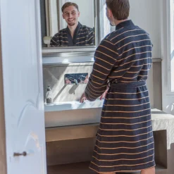 Carré Blanc Peignoir homme coton col kimono Eclipse charbon|Homme Peignoirs Homme