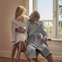 Carré Blanc Peignoir homme coton et polyester à capuche Hauban|Homme Peignoirs Homme