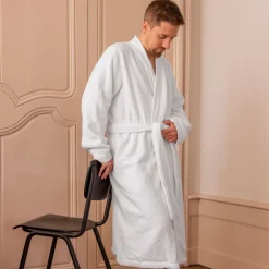Carré Blanc Peignoir homme coton moelleux Roméo blanc|Homme Coffrets Cadeaux|Peignoirs Homme