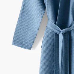 Carré Blanc Peignoir homme coton nid d'abeille Ilyan bleu grisé|Homme Coffrets Cadeaux|Peignoirs Homme