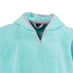 Carré Blanc Poncho enfant coton à capuche Calliopé lagon|Enfant Ponchos