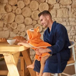 Carré Blanc Poncho enfant coton bio à capuche Safari|Enfant Ponchos