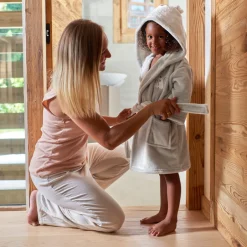 Carré Blanc Robe de chambre bébé polaire à capuche Artica perle|Enfant Robes De Chambre