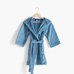 Carré Blanc Robe de chambre enfant polaire Happyful Bleu céleste|Enfant Robes De Chambre