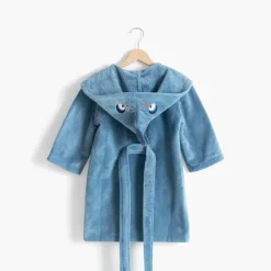 Carré Blanc Robe de chambre enfant polaire Happyful Bleu céleste|Enfant Robes De Chambre