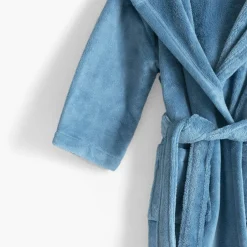 Carré Blanc Robe de chambre enfant polaire Happyful Bleu céleste|Enfant Robes De Chambre