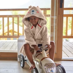Carré Blanc Robe de chambre enfant polaire à capuche Bearful|Enfant Robes De Chambre