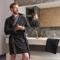 Carré Blanc Robe de chambre homme col kimono Silvalys carbone|Homme Coffrets Cadeaux|Robe De Chambre Homme