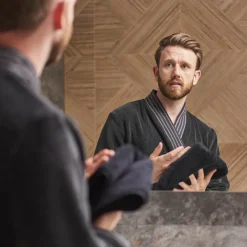 Carré Blanc Robe de chambre homme col kimono Silvalys carbone|Homme Coffrets Cadeaux|Robe De Chambre Homme