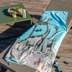 Carré Blanc Sac de plage imprimé Dinotopi| La Plage