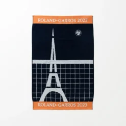 Carré Blanc Serviette de plage joueur•se coton bio Roland-Garros 2023 marine| La Plage