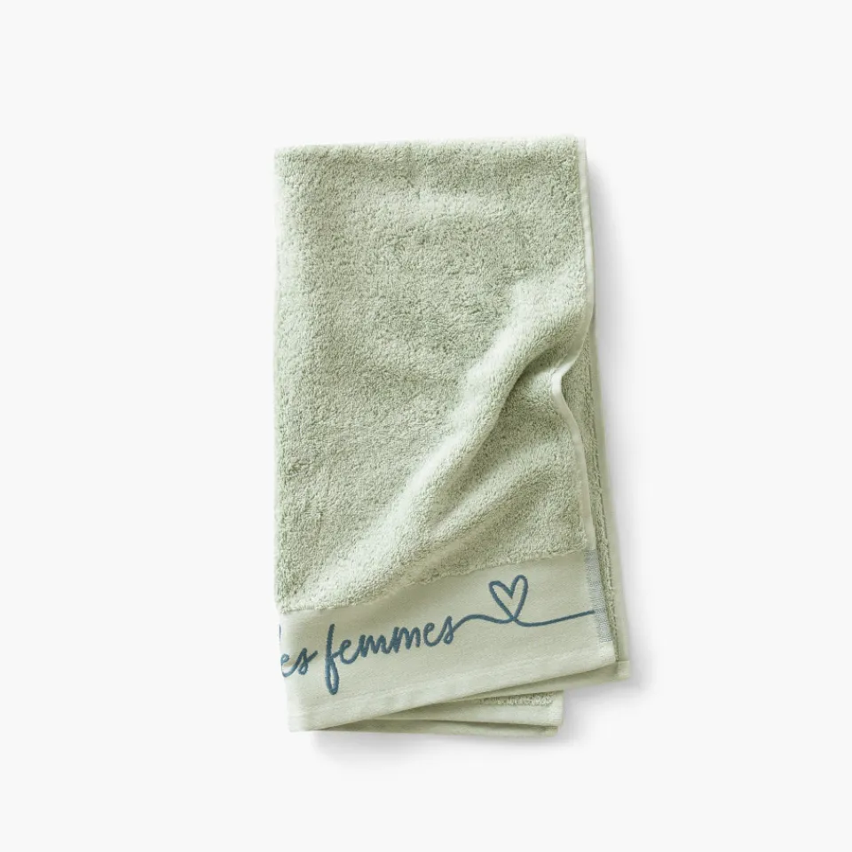 Carré Blanc Serviette de toilette bouclette de coton Simones eucalyptus| Serviettes De Toilette