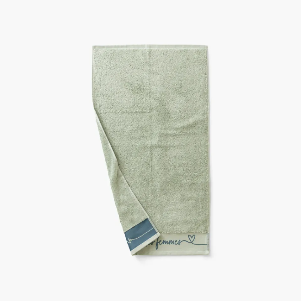 Carré Blanc Serviette de toilette bouclette de coton Simones eucalyptus| Serviettes De Toilette