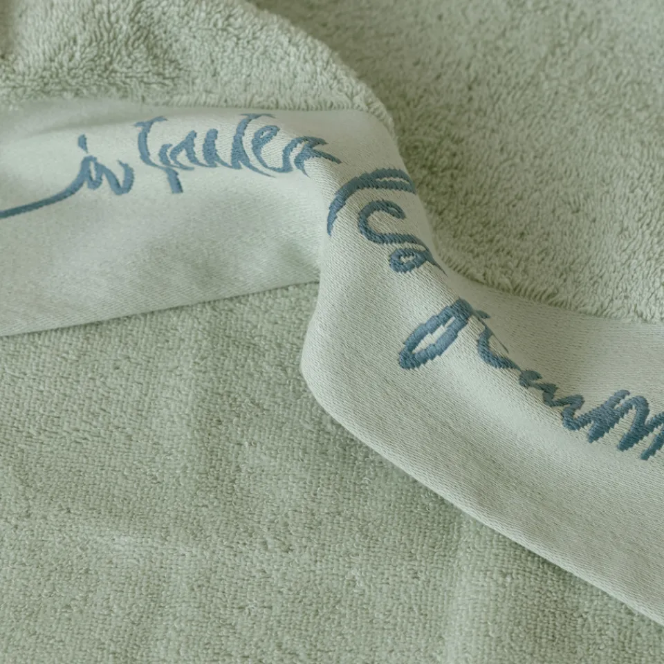 Carré Blanc Serviette de toilette bouclette de coton Simones eucalyptus| Serviettes De Toilette