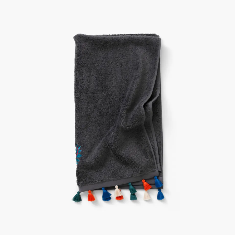 Carré Blanc Serviette de toilette bouclette de coton Balata anthracite| Serviettes De Toilette