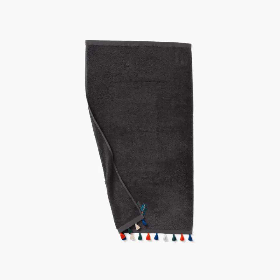 Carré Blanc Serviette de toilette bouclette de coton Balata anthracite| Serviettes De Toilette