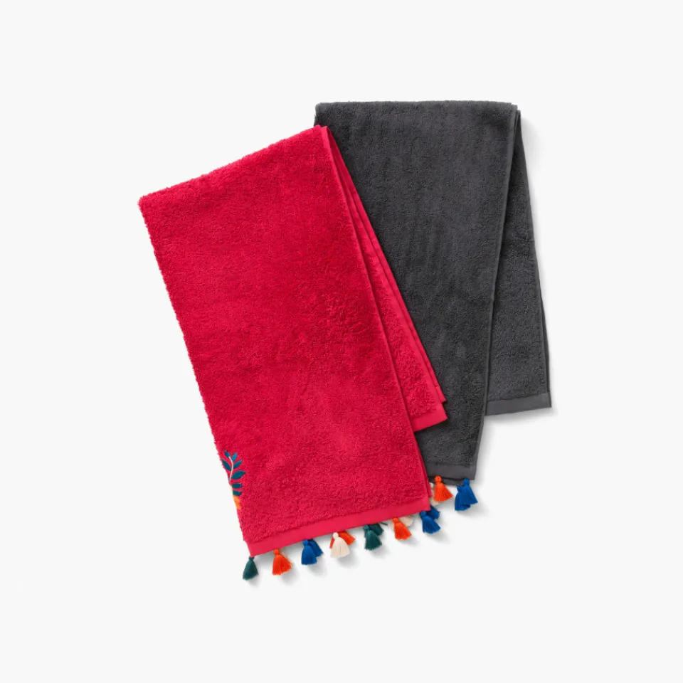 Carré Blanc Serviette de toilette bouclette de coton Balata anthracite| Serviettes De Toilette