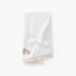 Carré Blanc Serviette de toilette brodée coton bio Rêve d'or blanc|Enfant Serviettes De Toilette
