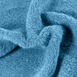 Carré Blanc Serviette de toilette coton et viscose de bambou Abysse bleu| Serviettes De Toilette