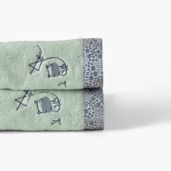 Carré Blanc Serviette de toilette coton bio Dandine vert d'eau|Enfant Serviettes De Toilette