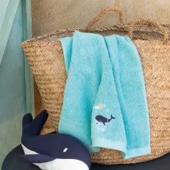 Carré Blanc Serviette de toilette coton Atlantis lagon|Enfant Serviettes De Toilette