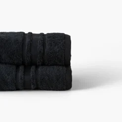 Carré Blanc Serviette de toilette coton Lola II noir| Serviettes De Toilette