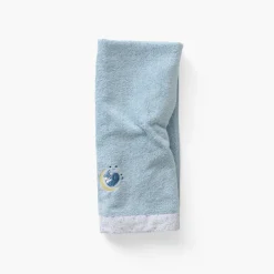 Carré Blanc Serviette de toilette coton bio Illumine bleu polaire|Enfant Serviettes De Toilette