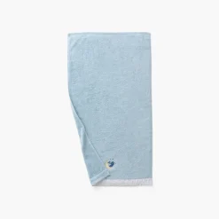 Carré Blanc Serviette de toilette coton bio Illumine bleu polaire|Enfant Serviettes De Toilette