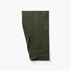 Carré Blanc Serviette de toilette coton Lola II vert kaki| Serviettes De Toilette