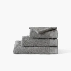 Carré Blanc Serviette de toilette coton Titane gris étain| Serviettes De Toilette