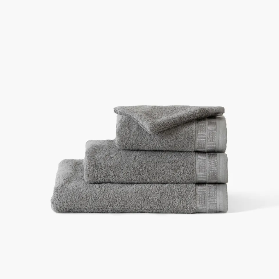 Carré Blanc Serviette de toilette coton Titane gris étain| Serviettes De Toilette