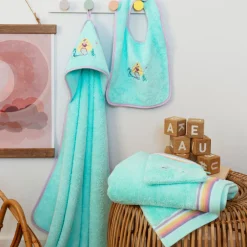 Carré Blanc Serviette de toilette coton Calliopé lagon|Enfant Serviettes De Toilette