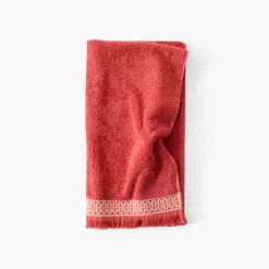Carré Blanc Serviette de toilette coton Villasol terracotta| Serviettes De Toilette