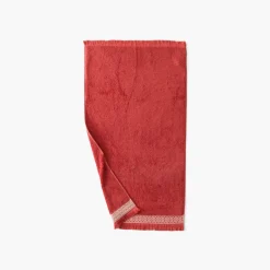 Carré Blanc Serviette de toilette coton Villasol terracotta| Serviettes De Toilette